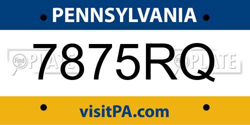 7875RQ Pennsylvania License Plate