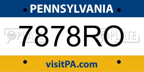 7878RO Pennsylvania License Plate