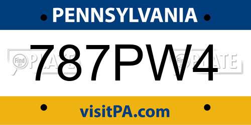 787PW4 Pennsylvania License Plate