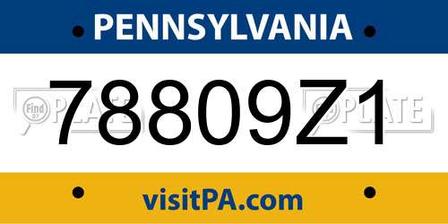 78809Z1 Pennsylvania License Plate