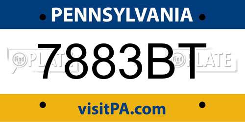 7883BT Pennsylvania License Plate
