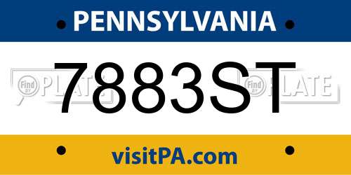 7883ST Pennsylvania License Plate