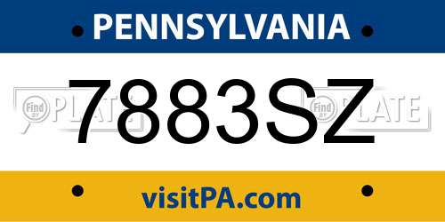 7883SZ Pennsylvania License Plate