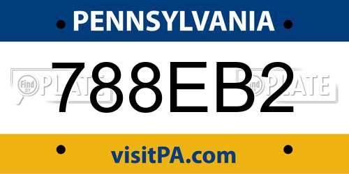 788EB2 Pennsylvania License Plate