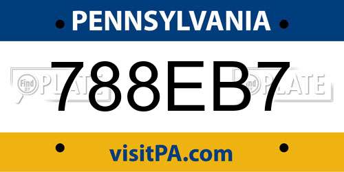788EB7 Pennsylvania License Plate