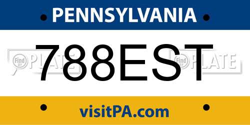 788EST Pennsylvania License Plate
