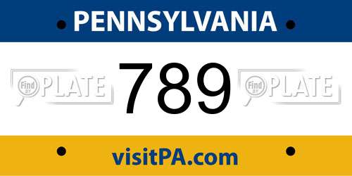 789 Pennsylvania License Plate
