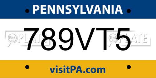 789VT5 Pennsylvania License Plate