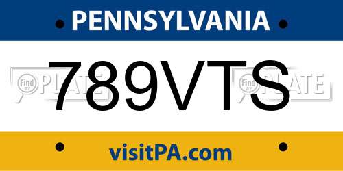 789VTS Pennsylvania License Plate
