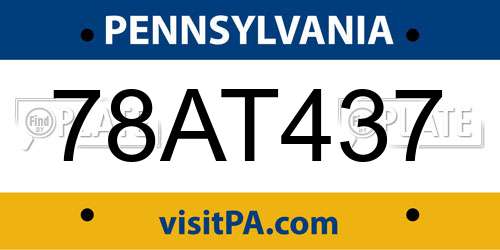 78AT437 Pennsylvania License Plate