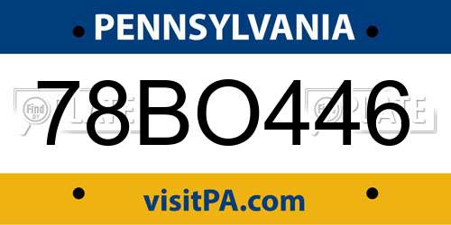 78BO446 Pennsylvania License Plate