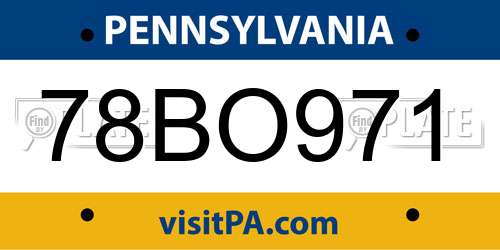 78BO971 Pennsylvania License Plate
