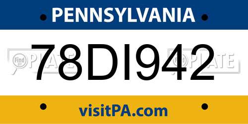 78DI942 Pennsylvania License Plate