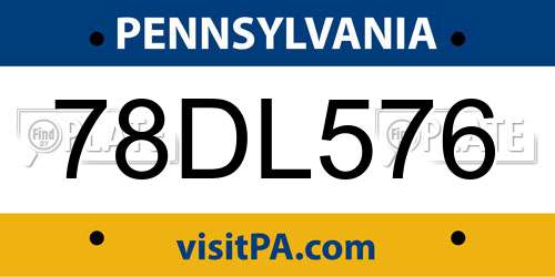 78DL576 Pennsylvania License Plate
