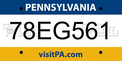 78EG561 Pennsylvania License Plate