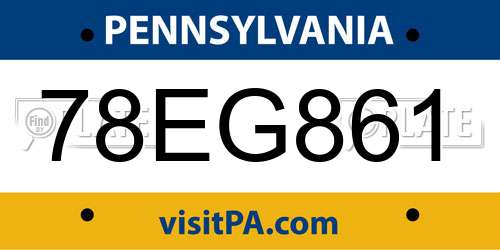 78EG861 Pennsylvania License Plate