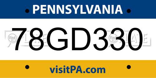 78GD330 Pennsylvania License Plate