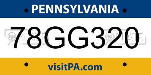78GG320 Pennsylvania License Plate