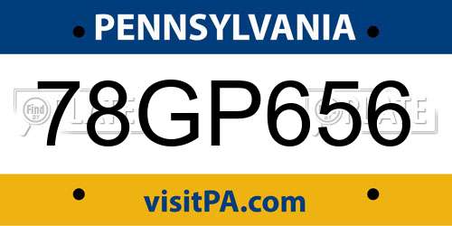 78GP656 Pennsylvania License Plate