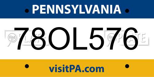 78OL576 Pennsylvania License Plate
