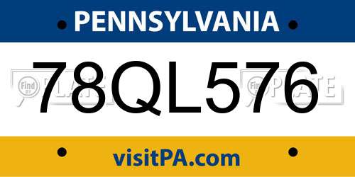 78QL576 Pennsylvania License Plate