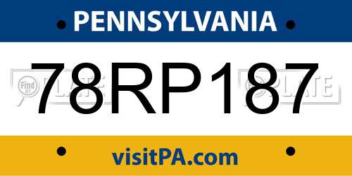 78RP187 Pennsylvania License Plate