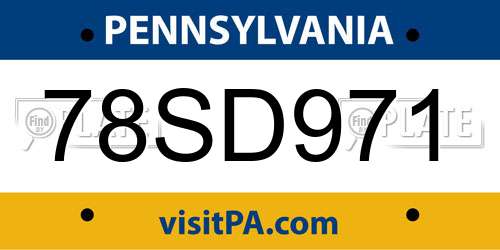 78SD971 Pennsylvania License Plate