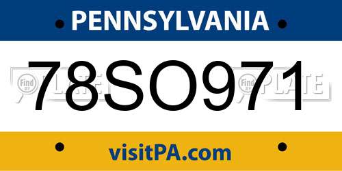 78SO971 Pennsylvania License Plate