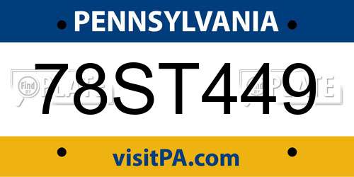 78ST449 Pennsylvania License Plate