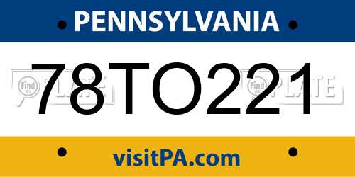 78TO221 Pennsylvania License Plate