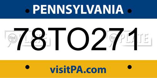 78TO271 Pennsylvania License Plate
