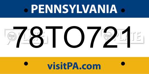 78TO721 Pennsylvania License Plate