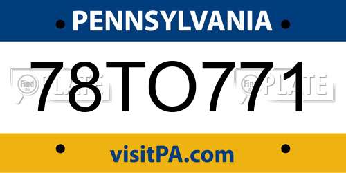 78TO771 Pennsylvania License Plate