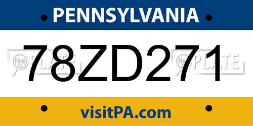 78ZD271 Pennsylvania License Plate