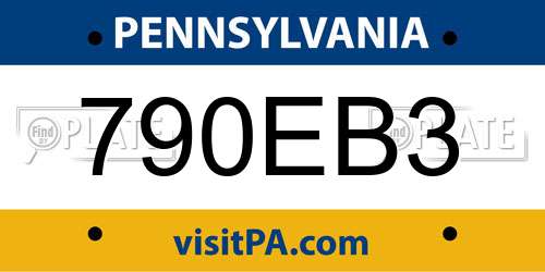 790EB3 Pennsylvania License Plate