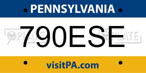 790ESE Pennsylvania License Plate