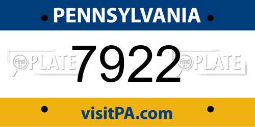 7922 Pennsylvania License Plate