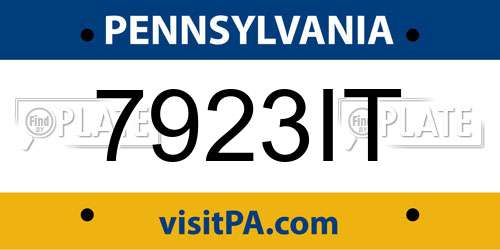 7923IT Pennsylvania License Plate