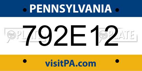 792E12 Pennsylvania License Plate