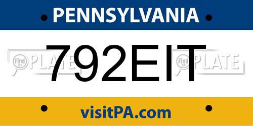 792EIT Pennsylvania License Plate