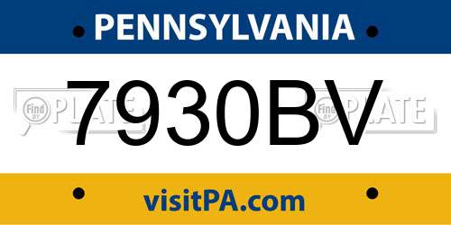 7930BV Pennsylvania License Plate