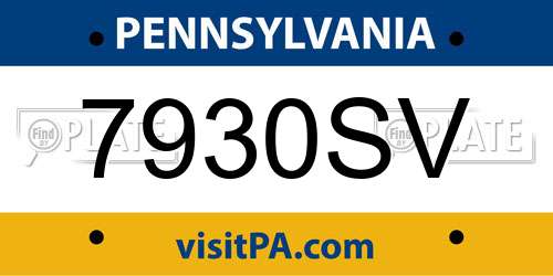 7930SV Pennsylvania License Plate
