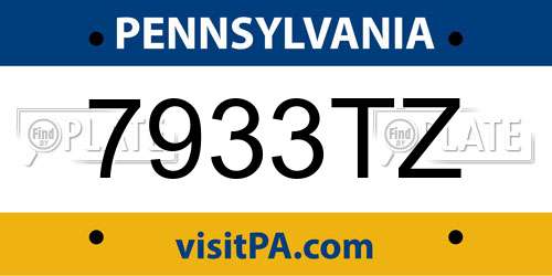 7933TZ Pennsylvania License Plate