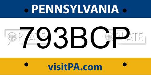 793BCP Pennsylvania License Plate