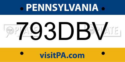 793DBV Pennsylvania License Plate