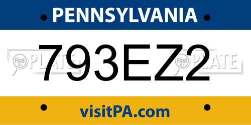 793EZ2 Pennsylvania License Plate