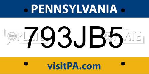 793JB5 Pennsylvania License Plate