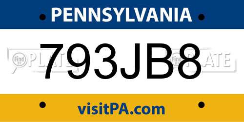 793JB8 Pennsylvania License Plate