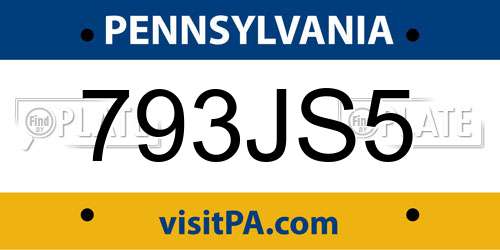 793JS5 Pennsylvania License Plate