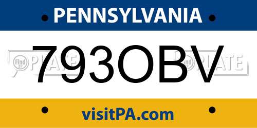 793OBV Pennsylvania License Plate